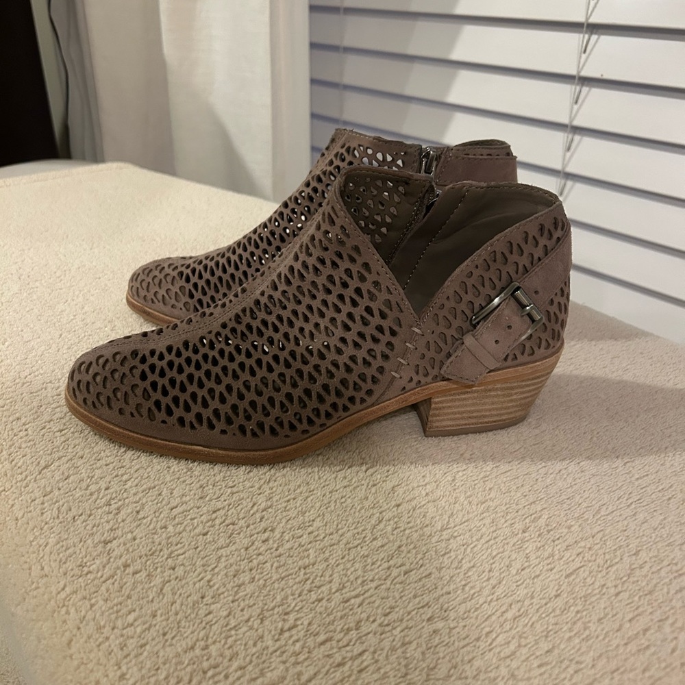Vince Camuto Brown Perforated Ankle Booties